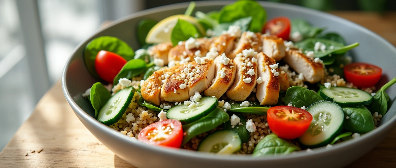 Fresh Spinach Quinoa Chicken Salad